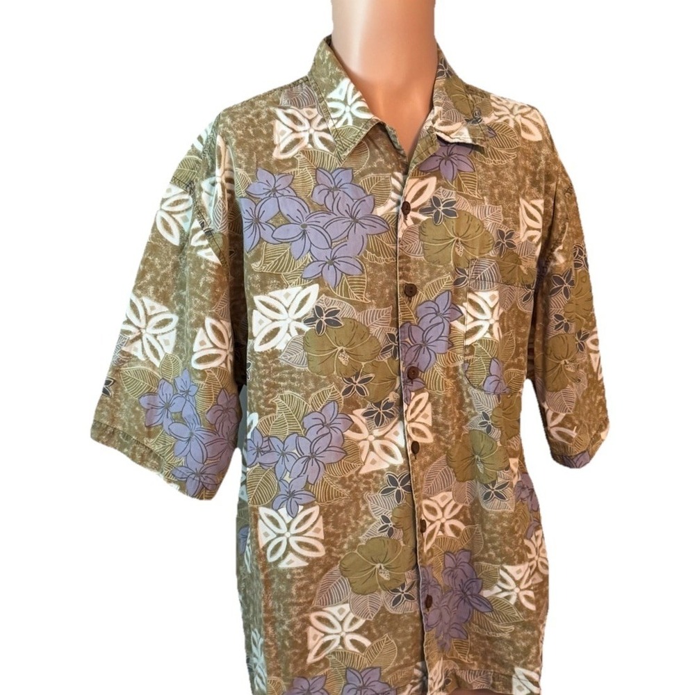 Point Zero Shirt Mens XL Extra Large Hawaiian Floral Short Sleeve Button Up